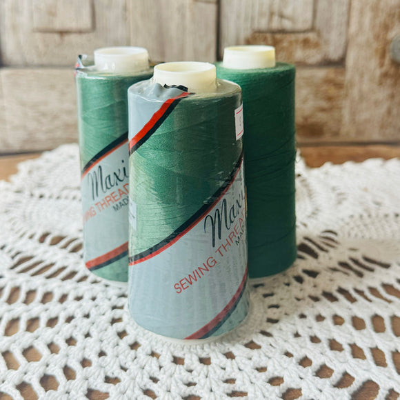 SET OF 3 VINTAGE EMERALD GREEN THREAD SPOOLS
