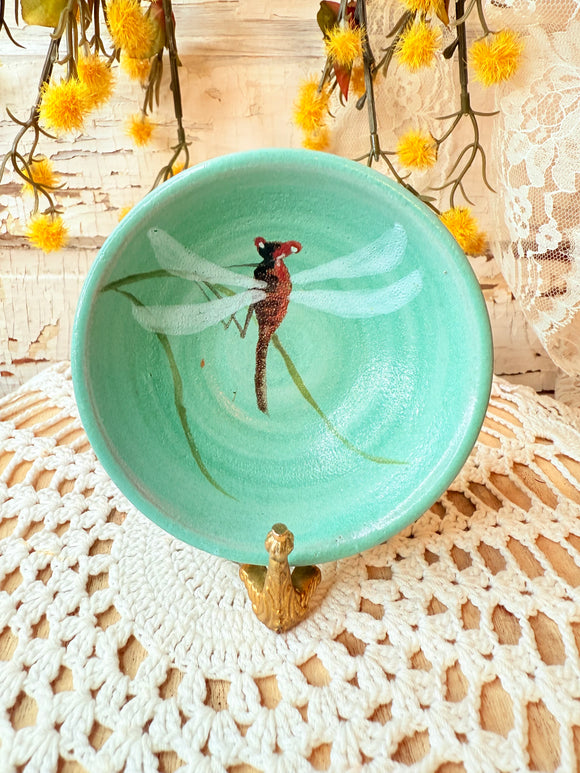 POTTERY DRAGONFLY HAND PAINTED DISH
