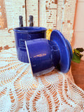 VINTAGE BLUE CROCK BUTTER BELL CANISTER