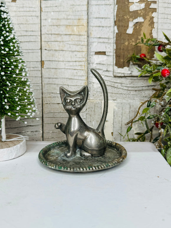 SILVER MID CENTURY SIAMESE CAT RING HOLDER #2