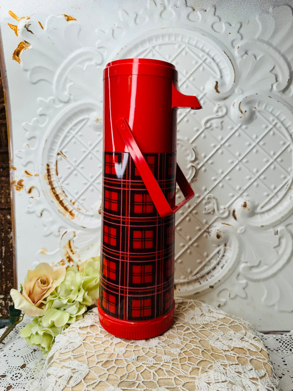 XL PLAID VINTAGE THERMOS CONTAINER