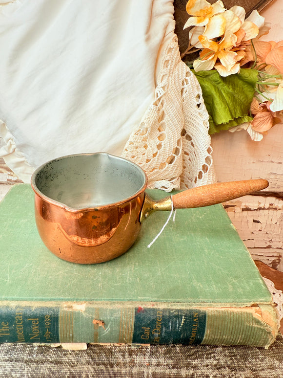 VINTAGE COPPER BUTTER WARMER WITH SPOUT