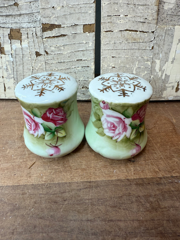 LEFTON HAND PAINTED VINTAGE FLORAL SALT AND PEPPER SHAKERS - 2 SETS AVAILABLE