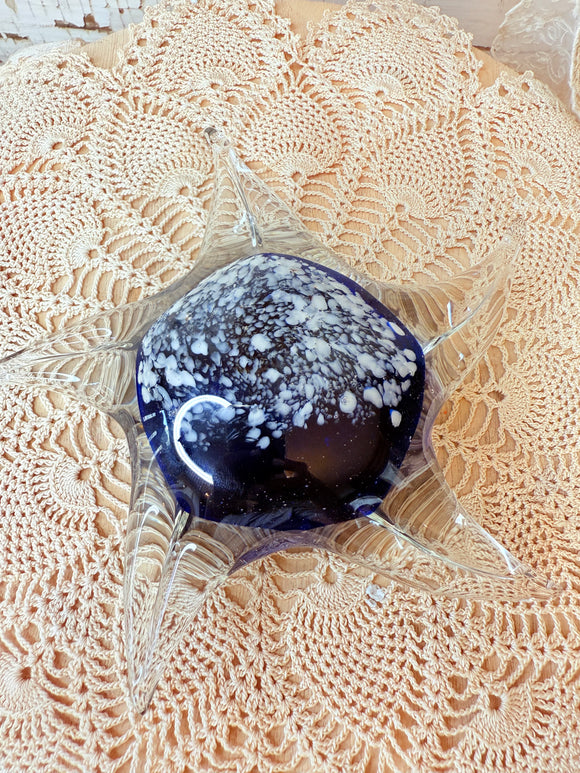 VINTAGE BLOWN COBALT BLUE GLASS STAR DECOR