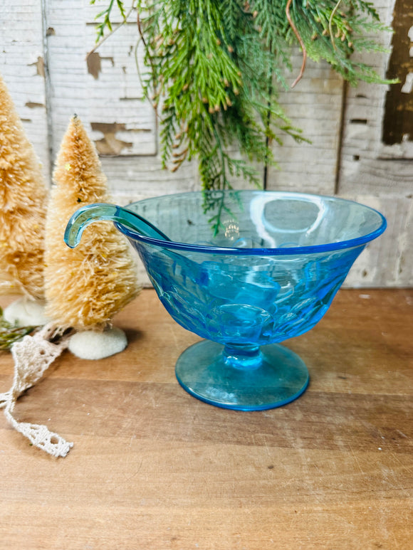 VINTAGE BLUE GLASS TUREEN RARE