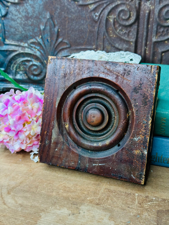 VINTAGE WOOD ROSE MOLD ARCHITECTURAL SALVAGE #2