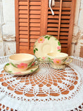 FRANCISCAN DESERT ROSE 1940S USA HAND PAINTED SET OF 2 TEA CUPS AND SAUCERS - 6 AVAILABLE