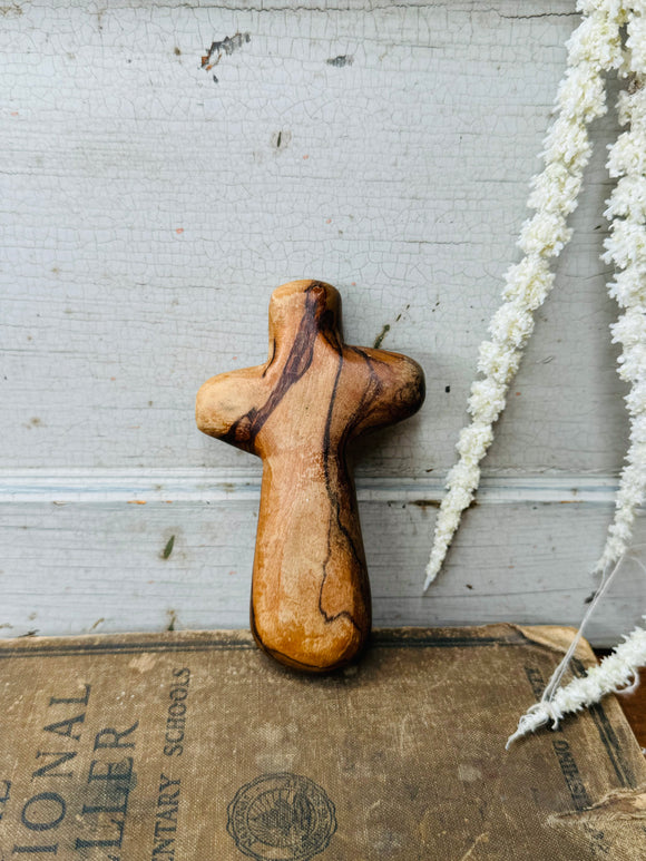 HAND CARVED VINTAGE WOODEN CROSS DECOR