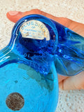 VINTAGE COBALT BLUE BIRD OF HAPPINESS GLASS CANDLE HOLDER