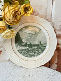 VINTAGE MARKED GREEN TOILE STYLE PLATE
