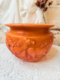 VINTAGE NAPCO ORANGE TERRACOTTA EMBOSSED VASE