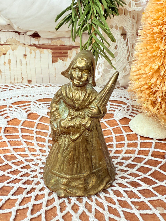 LARGE BRASS PATINA VICTORIAN VINTAGE BELL