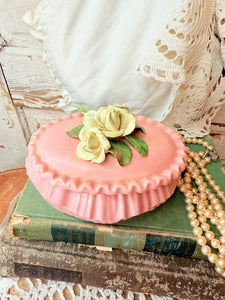 VINTAGE ROSE SCALLOPED JEWELRY BOX