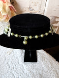 ANTIQUE 3 STRAND GREEN PEARL ADJUSTABLE NECKLACE