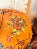 VINTAGE NORWEGIAN HAND PAINTED LARGE WOODEN BASKET
