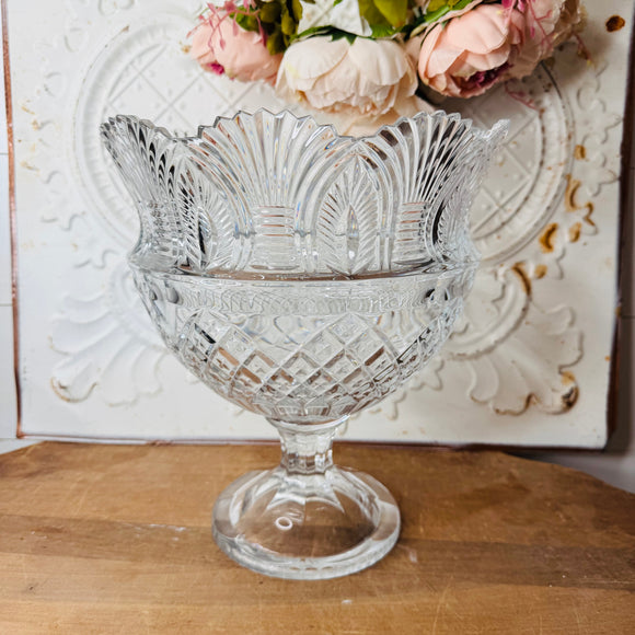 ANTIQUE XL CRYSTAL PEDESTAL PUNCH BOWL
