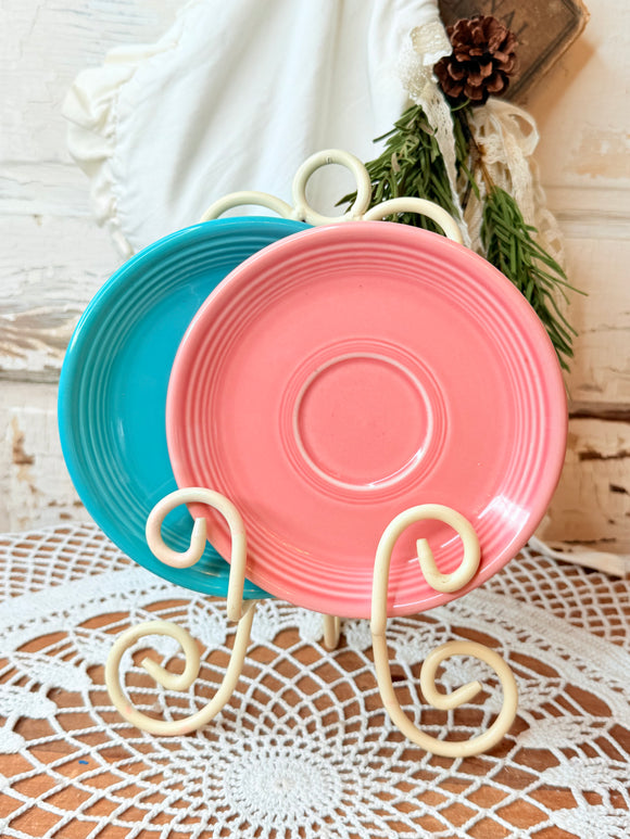 FIESTA WARE VINTAGE SET OF PINK AND AQUA PLATES