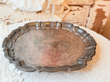 VINTAGE ETCHED SILVER FOOTED SERVING TRAY