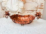 VINTAGE COPPER DOUBLE CANDLE HOLDER DECOR