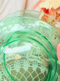 VINTAGE PAIR OF URANIUM GLASS ETCHED PLATES