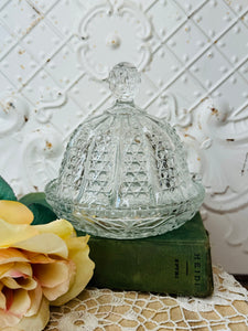 CRYSTAL CUT VINTAGE DISH AND CLOCHE