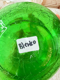 VINTAGE BLENKO GREEN CRACKLE GLASS PITCHER