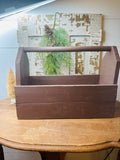 Large vintage wood tool tote