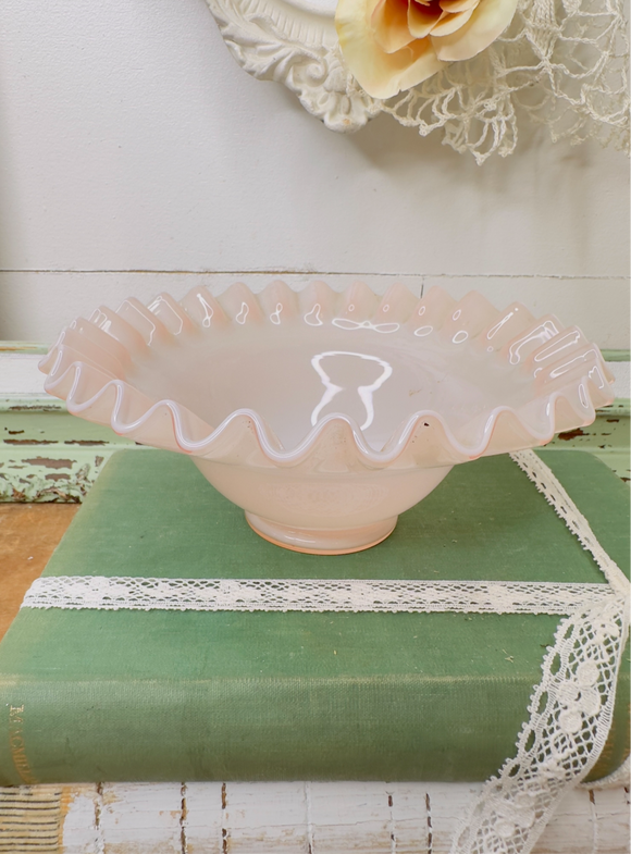 PINK OVERLAY FENTON RARE BOWL DISH