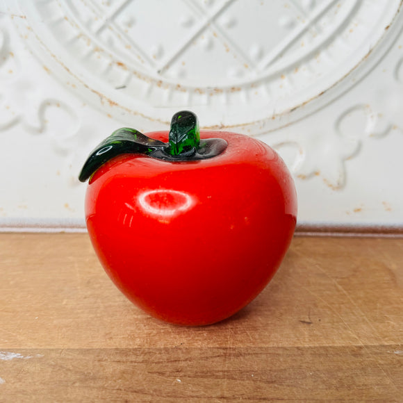 VINTAGE HANDBLOWN GLASS DECOR - RED APPLE