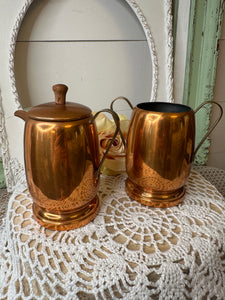 COPPER TEAPOT AND JAR VINTAGE SET