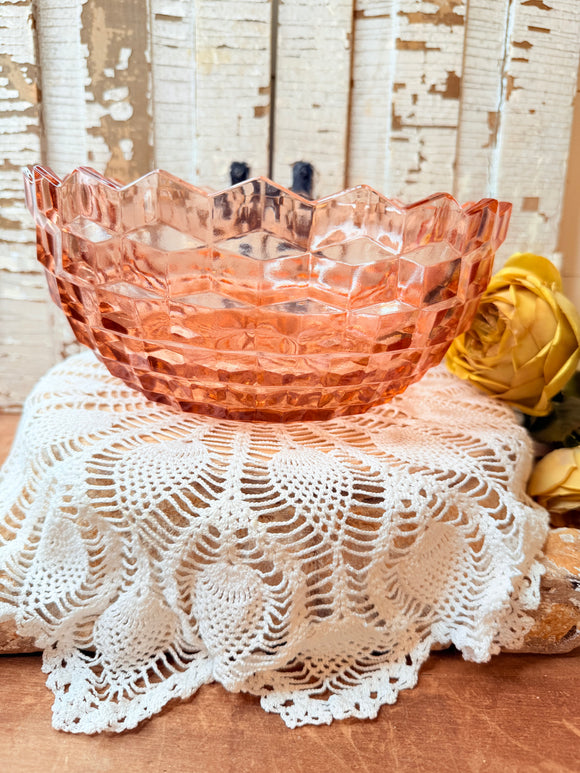 XL FOSTORIA PINK CUBIST BOWL