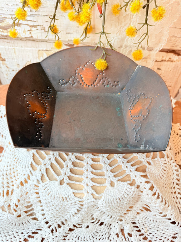 RARE PRESSED COPPER ANTIQUE DISH TRAY