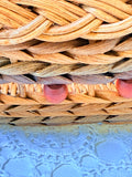 VINTAGE 2 TONE WOOD BEAD BASKET