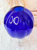 VINTAGE CAMBRIDGE COBALT BLUE KEY HOLE BALL VASE