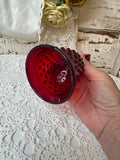 VINTAGE RUBY RED HOBNAIL GLASS BELL