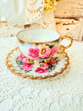 VINTAGE ROYAL SEALY FLORAL TEACUP AND SAUCER