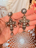 VINTAGE PAIR OF ORNATE CROSS EARRINGS