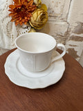 VINTAGE  IRONSTONE TEACUP AND SAUCER SET - 8 SETS AVAILABLE