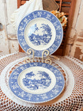 SET OF 2 HOMER LAUGHLIN BLUE SHAKESPEARE DINNER PLATES