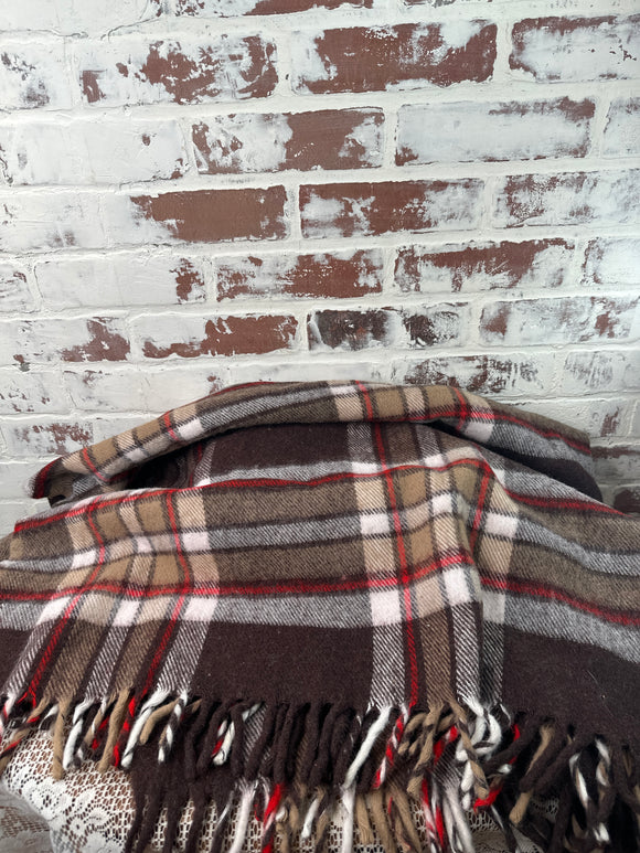 FARIBO VINTAGE PLAID WOOL BLANKET