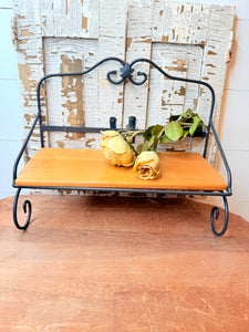 VINTAGE LONGABERGER WOOD AND CAST IRON SHELF TOWEL HOLDER