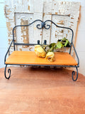 VINTAGE LONGABERGER WOOD AND CAST IRON SHELF TOWEL HOLDER