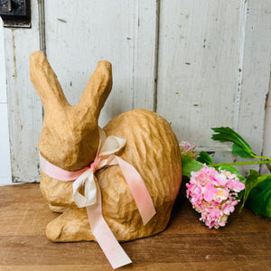 HANDMADE VINTAGE PAPER MACHE BUNNY STATUETTE