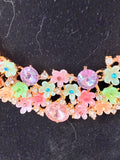 VINTAGE PASTEL FLORAL STONE BIB NECKLACE