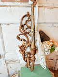 Vintage pair of gold SYROCO SCROLLY sconces with candle ￼