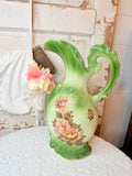 VINTAGE X RARE XL PAINTED DECORATIVE PORCELAIN PITCHER
