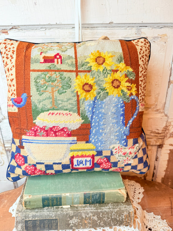 VINTAGE FARMHOUSE SCENE THROW PILLOW