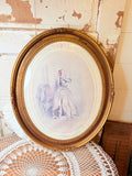 XL VINTAGE GOLD GILT FRAMED OVAL ORNATE ART WOOD ROSE CARVED DETAIL