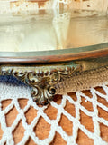 XL RARE DAMASK MIRROR TRAY ON FEET