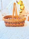 VINTAGE 2 TONE WOOD BEAD BASKET